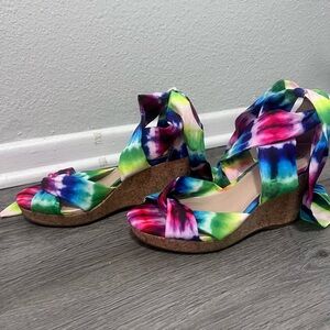 Impo Rainbow Tie Dye Wedge Sandals Size 6.5